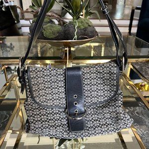 Vintage Black and Gray Signature Coach Hobo Shoulder Bag